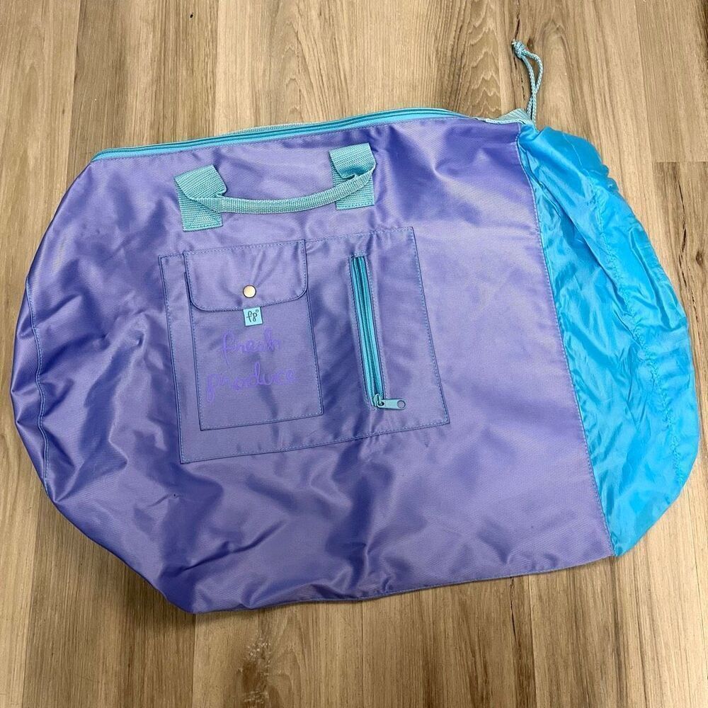 Fresh Produce Duffel Bag Women’s OS Purple and Blue Nylon Drawstring Travel Bag